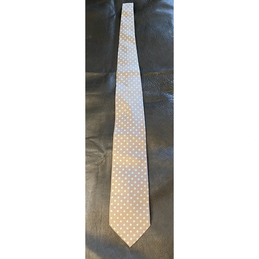ALAN BILZERIAN Mint Polka dot Over Earth Brown Silk tie Italy Made Spring/Summer
